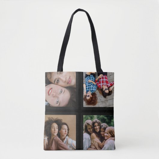 Foto Collage Uniek personaliseer 4 Foto's Tote Bag (Voorkant)