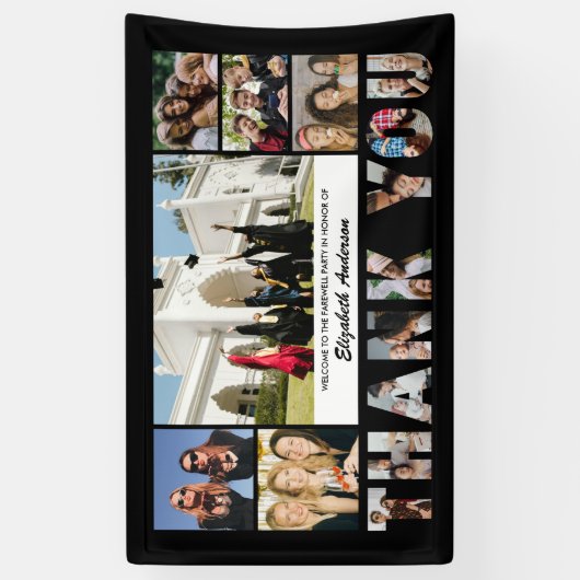 Foto Collage Vaarwel Pensioen Feest Bedankt Spandoek (Verticaal)