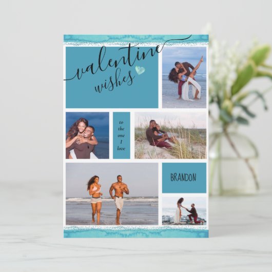 Foto Collage Valentijn wil graag een I-liefde Feestdagenkaart (Staand voorkant)