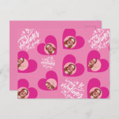 Foto Collage Valentijnsdag Hot Pink Hearts Briefkaart (Voorkant / Achterkant)