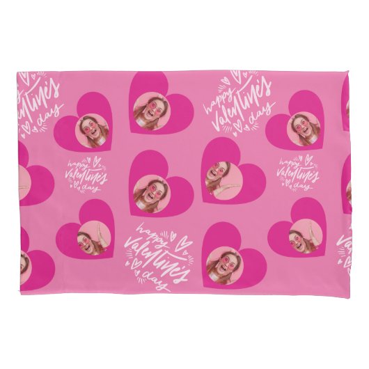 Foto Collage Valentijnsdag Hot Pink Hearts Kussensloop (Voorkant)