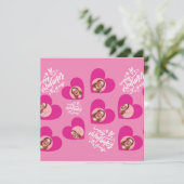 Foto Collage Valentijnsdag Hot Pink Party Kaart (Staand voorkant)