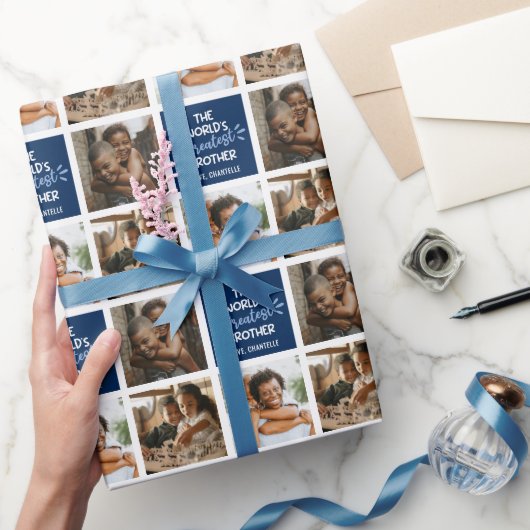 Foto-collage van de Beste Broer ter Wereld Cadeaupapier (Geschenken)