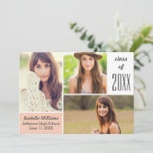 Foto collage van Fun Peach Polka Dot 20XX Afstuder Kaart (Staand voorkant)