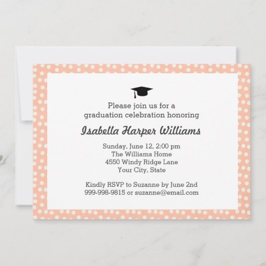 Foto collage van Fun Peach Polka Dot 20XX Afstuder Kaart (Achterkant)