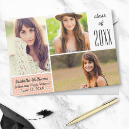 Foto collage van Fun Peach Polka Dot 20XX Afstuder Kaart