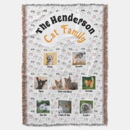 Foto Collage van Kat Familie – Cartoon Kat Patroon Deken