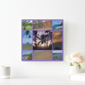 Foto Collage van Oahu, Hawaii Vierkante Klok (Huis)