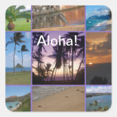 Foto Collage van Oahu, Hawaii Vierkante Sticker (Voorkant)