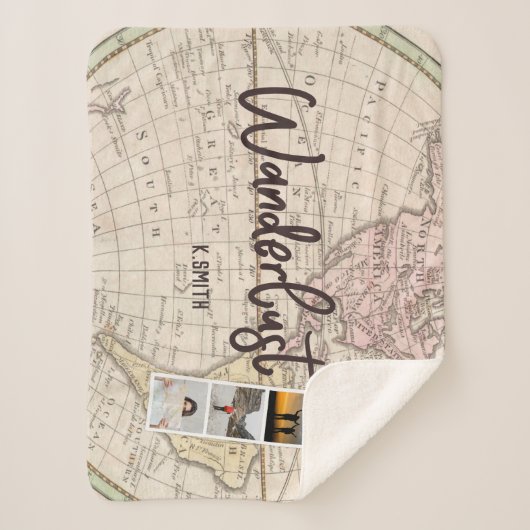 Foto Collage van reisherinneringen. Wanderlust. Sherpa Deken (Voorkant)
