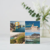 Foto collage van Sicilië met kussen Briefkaart (Staand voorkant)