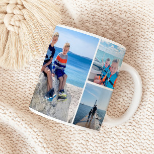 Foto Collage van Vader en Kinderen Volledige Wrap Koffiemok