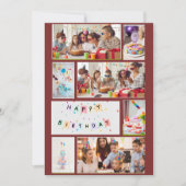 Foto Collage Verjaardag Kaart - Rood met 7 Lijsten (Voorkant)