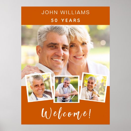 Foto-collage verjaardagsfeest verwelkoming in verb poster (Voorkant)