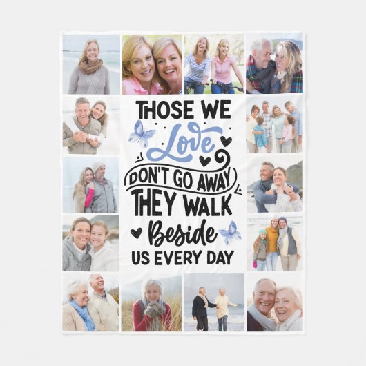 Foto Collage Vlinder Memorial Quote Fleece Deken (Voorkant)