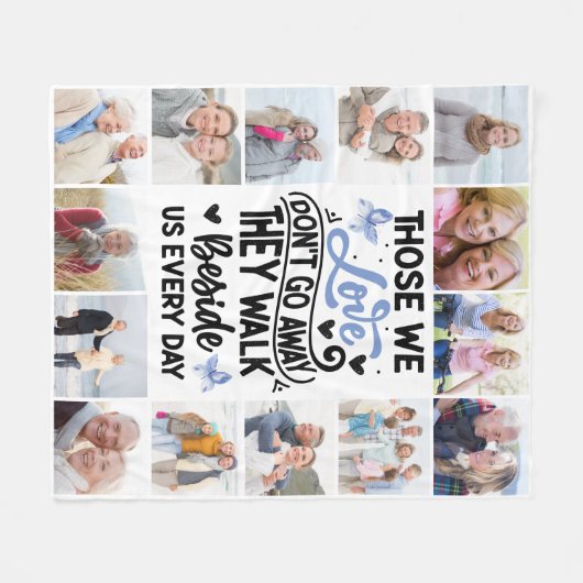 Foto Collage Vlinder Memorial Quote Fleece Deken (Voorkant (Horizontaal))