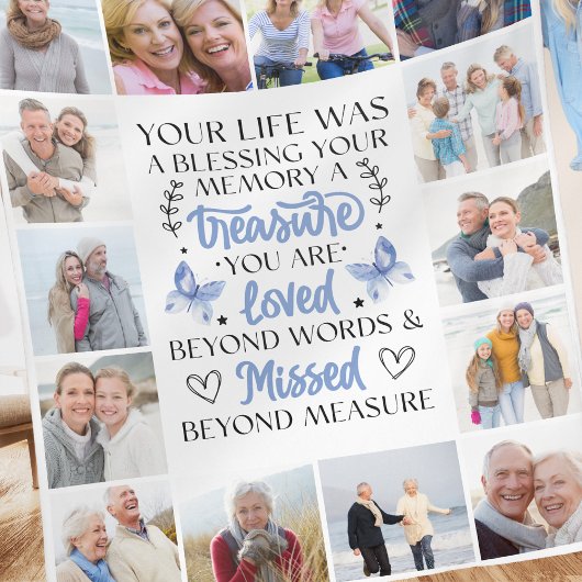 Foto Collage Vlinder Memorial Quote Fleece Deken