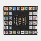 Foto-collage voor 80e verjaardag vader grootvader fleece deken (Voorkant (Horizontaal))