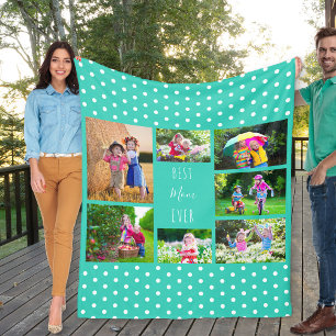 Foto Collage voor Best Mam Ever Turquoise Green Fleece Deken