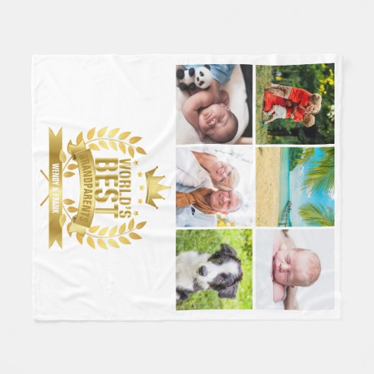 Foto Collage voor de Beste Grootouders ter Wereld Fleece Deken (Voorkant (Horizontaal))