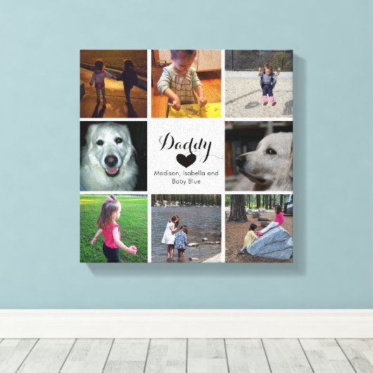 Foto Collage voor papa, opa, Vaderdag Gift Canvas Afdruk (Insitu (Houten vloer))