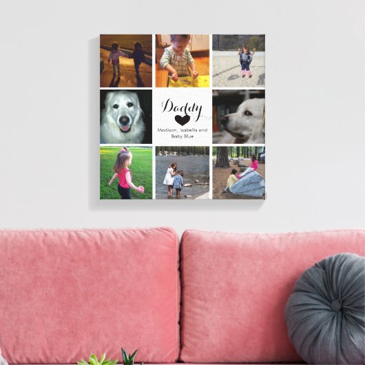 Foto Collage voor papa, opa, Vaderdag Gift Canvas Afdruk (Insitu (Woonkamer))