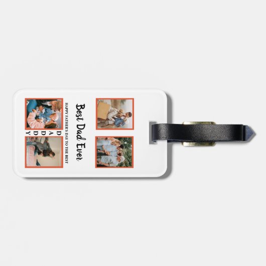 Foto-collage voor Vaderdag voor papa Bagagelabel (Achterkant horizontaal)