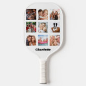 Foto collage vrienden naam wit pickleball paddle (Voorkant)