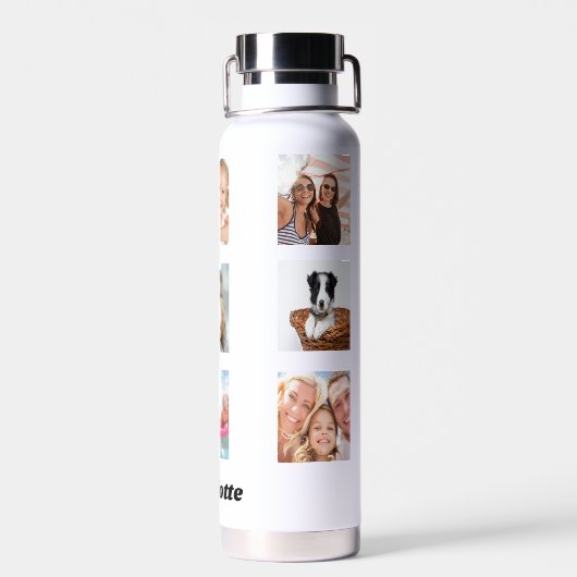 Foto collage vrienden naam wit waterfles (Achterkant)