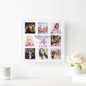 Foto collage vrienden voor eeuwig foto witte roze vierkante klok (Huis)