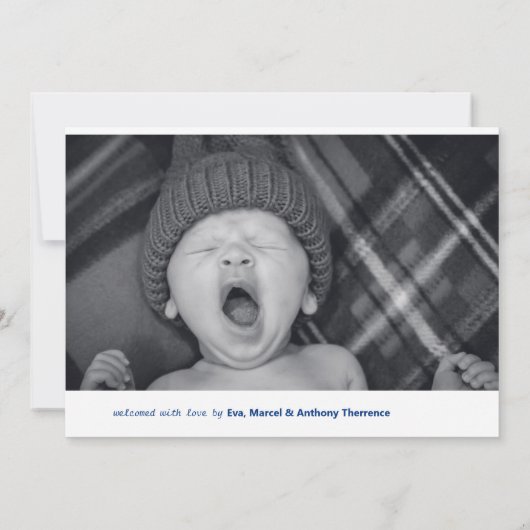 Foto Collage Washi Tape Newborn Baby Boy Birth Aankondiging (Achterkant)