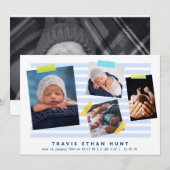 Foto Collage Washi Tape Newborn Baby Boy Birth Aankondiging (Voorkant / Achterkant)