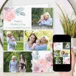 Foto Collage Waterverf Soft Floral Editable Kaart<br><div class="desc">Creëer uw eigen fotokaart, bewerkbaar voor iedereen en elke gelegenheid. Het fotomalplaatje is opstelling voor u om uw foto's toe te voegen, die in landschaps en vierkant instagramformaat worden getoond. Het ontwerp is voorzien van een delicaat waterverf boeket met bloemen in roze en paarse tinten. De tekst is volledig editable...</div>