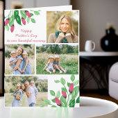 Foto Collage Waterverf Soft Floral Editable Kaart