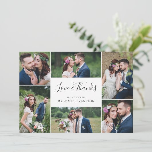 Foto Collage Weddenschap Hartelijk dank voor uw pl Bedankkaart (Staand voorkant)