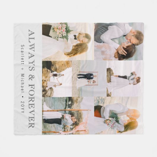 Foto Collage Wedding Fleece Deken (Voorkant (Horizontaal))