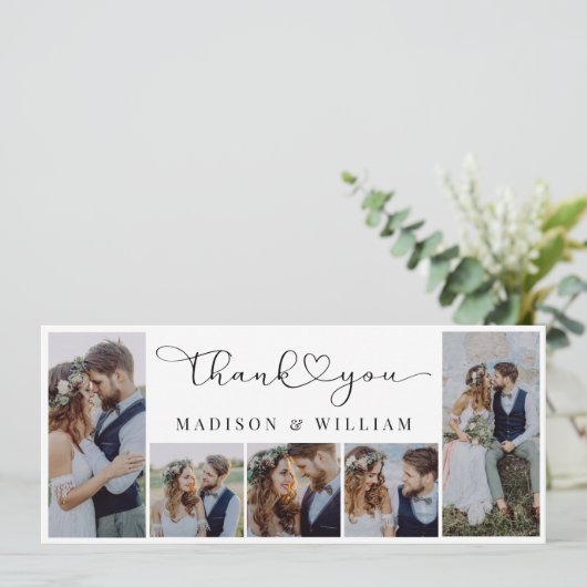 Foto Collage Wedding Hartelijk dank Aankondiging (Staand voorkant)