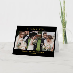 Foto Collage Wedding Hartelijk dank Gold Foil Kaar Folie Wenskaart