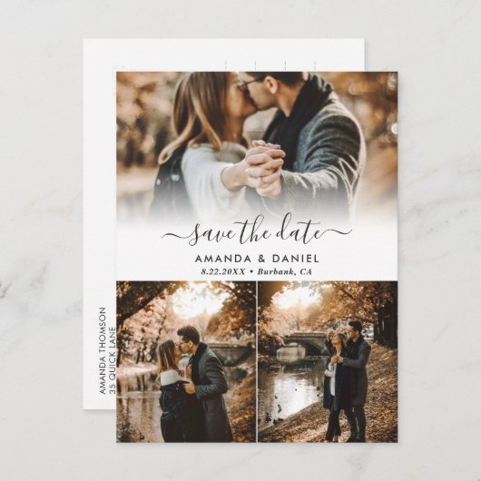 Foto Collage Wedding Save the Date Briefkaarten (Voorkant / Achterkant)