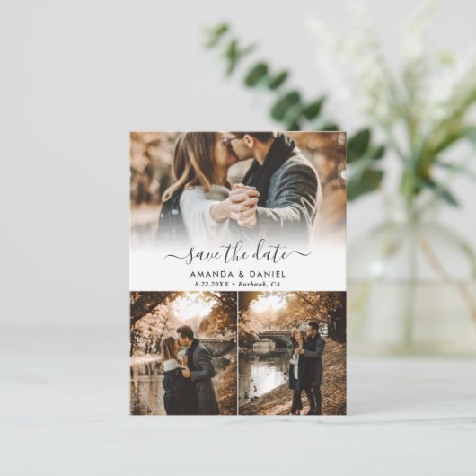 Foto Collage Wedding Save the Date Briefkaarten (Staand voorkant)