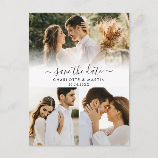 Foto Collage Wedding Save the Date Briefkaarten (Voorkant)