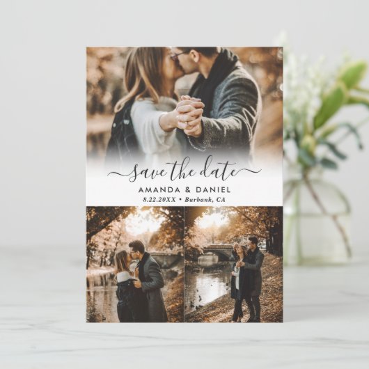 Foto Collage Wedding Save the Date Kaarten (Staand voorkant)