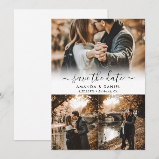 Foto Collage Wedding Save the Date Kaarten (Voorkant / Achterkant)