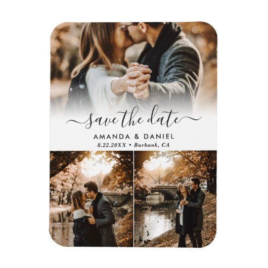 Foto Collage Wedding Save the Date Magneet (Verticaal)