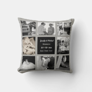 FOTO COLLAGE Wedding Vow Renewal Jubileum Grey Kussen