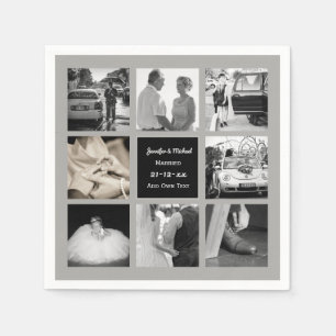 FOTO COLLAGE Wedding Vow Renewal Jubileum Grey Servetten