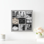 FOTO COLLAGE Wedding Vow Renewal Jubileum Grey Vierkante Klok (Huis)