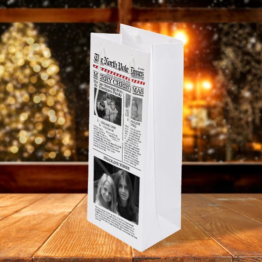 Foto: Collage Whimsical Kerstmis Holiday Wijn Cadeautas