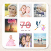 Foto collage witte 70e verjaardag kartonnen onderzetters (Voorkant)