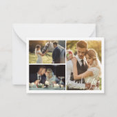 foto collage witte kalligrafie trouwfoto bedankt notitiekaartje (Voorkant)